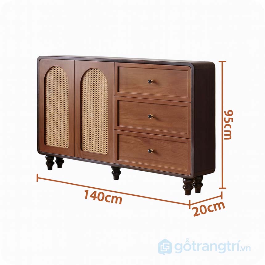 Tủ lưu trữ phòng khách gỗ màu óc chó GHS-5300