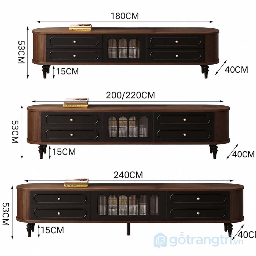 Kệ tivi tân cổ điển sang trọng GHS-3653