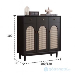 6 tủ giày gỗ cánh nan mây