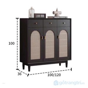 6 tủ giày gỗ cánh nan mây