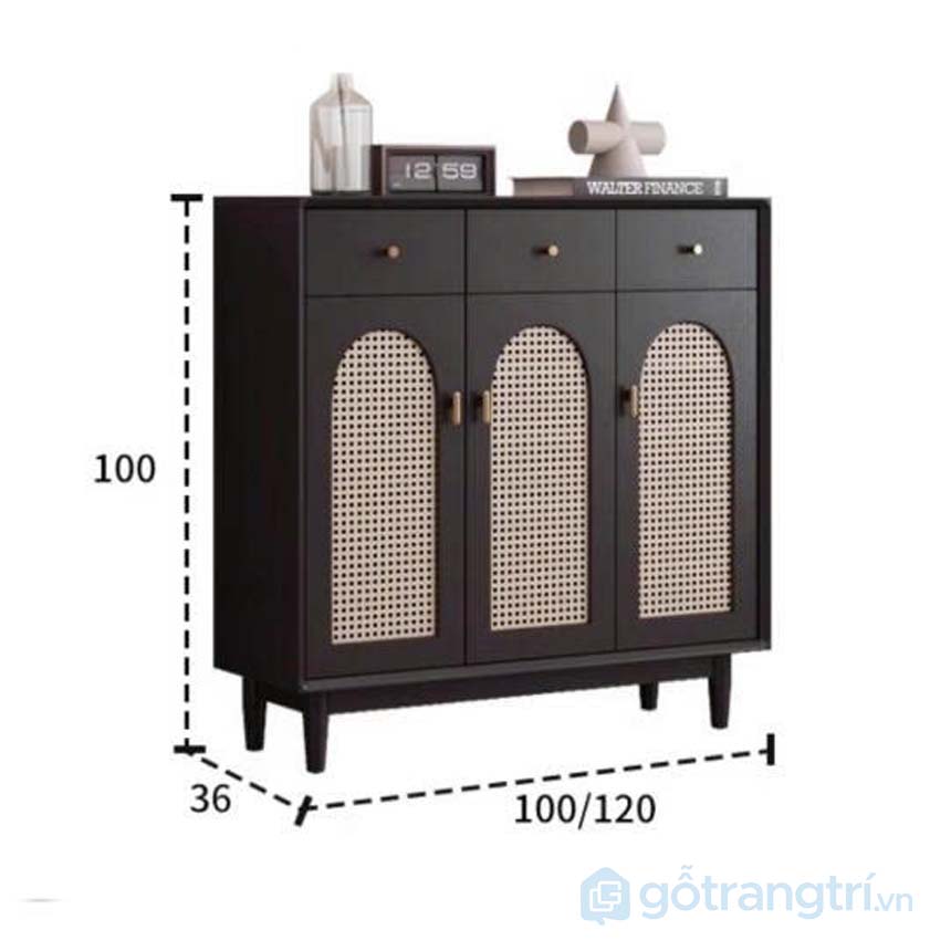 Tủ giày gỗ cánh nan mây GHS-5279