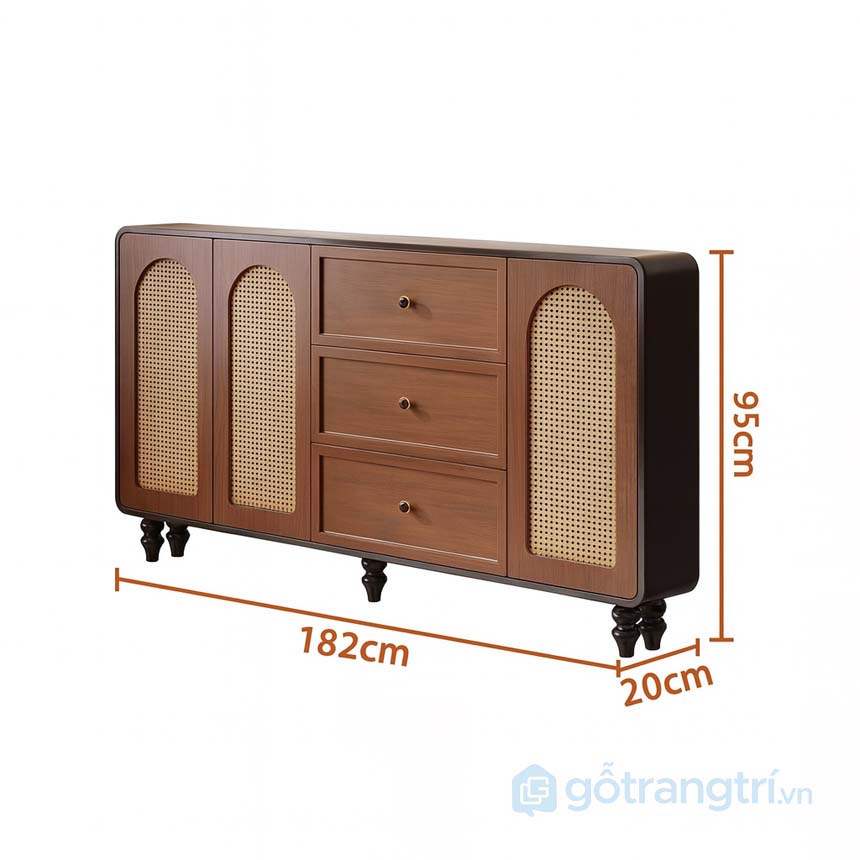 Tủ lưu trữ phòng khách gỗ màu óc chó GHS-5300