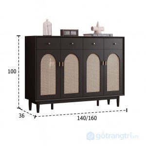7 tủ giày gỗ cánh nan mây