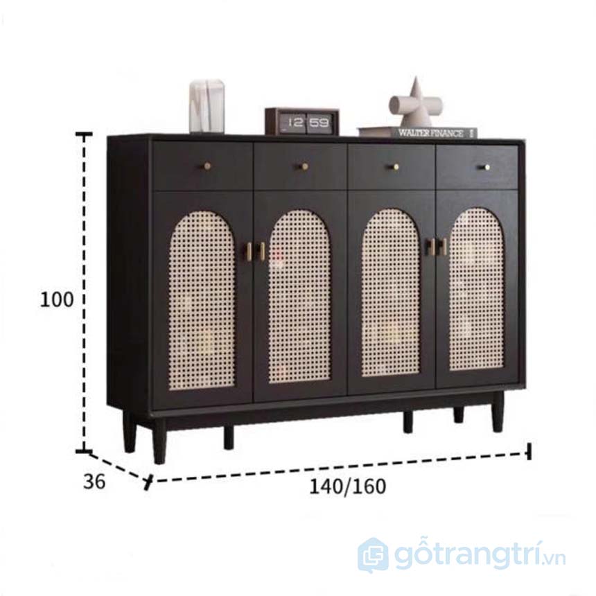 Tủ giày gỗ cánh nan mây GHS-5279