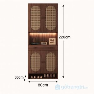 7 tủ giày gỗ mây đan hiện đại