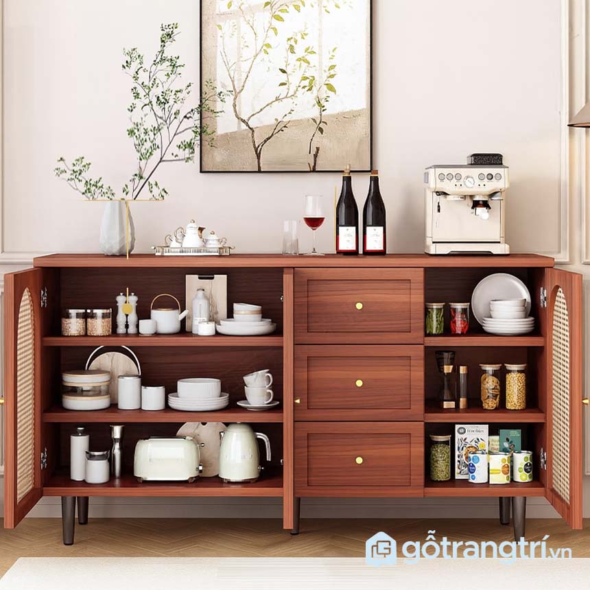Tủ gỗ để đồ nhà bếp hiện đại