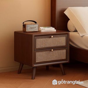 1 tủ đầu giường gỗ mây đan