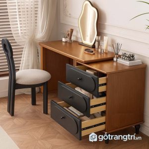 3 bàn trang điểm gỗ màu óc chó hiện đại