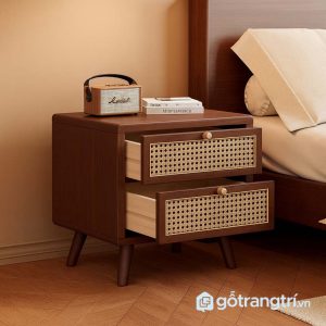 3 tủ đầu giường gỗ mây đan