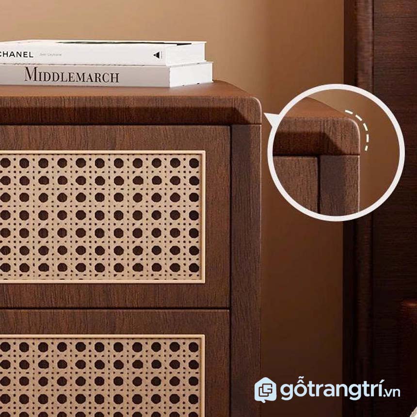 Tủ đầu giường gỗ mây đan sang trọng, tiện dụng GHS-55001