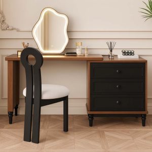 Bàn trang điểm gỗ màu óc chó hiện đại