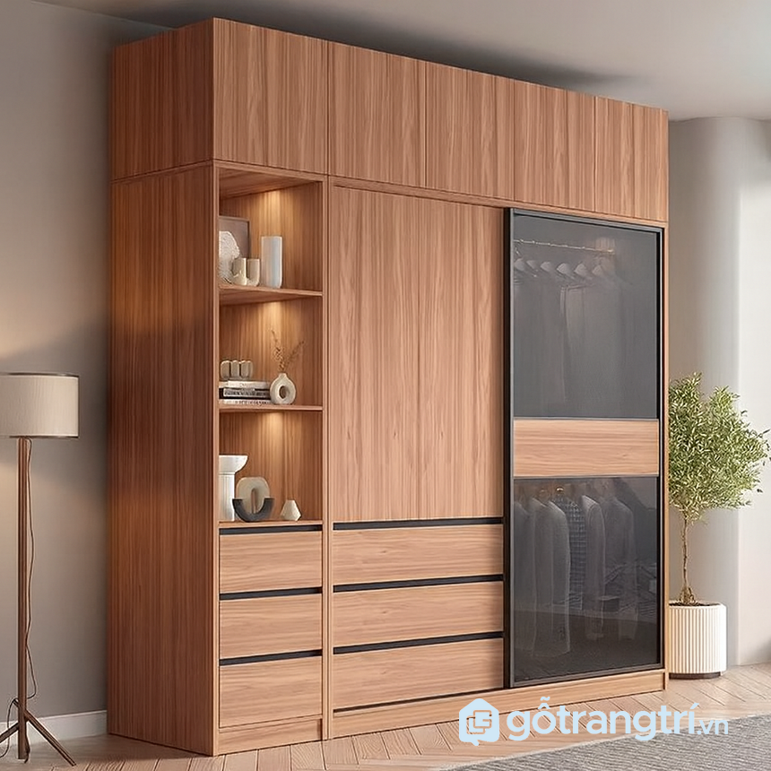 Bộ nội thất phòng ngủ hiện đại tích hợp lưu trữ