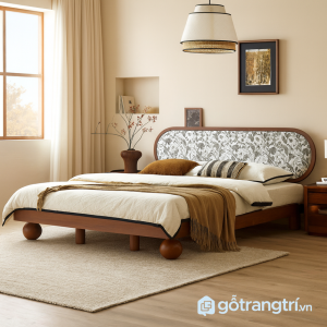 1 giường ngủ đầu giường bọc vải