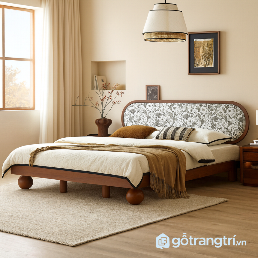 Giường ngủ đầu giường bọc vải GHS-9402