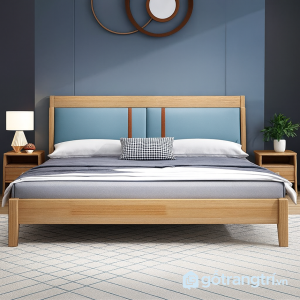 1 giường ngủ gỗ tự nhiên hiện đại