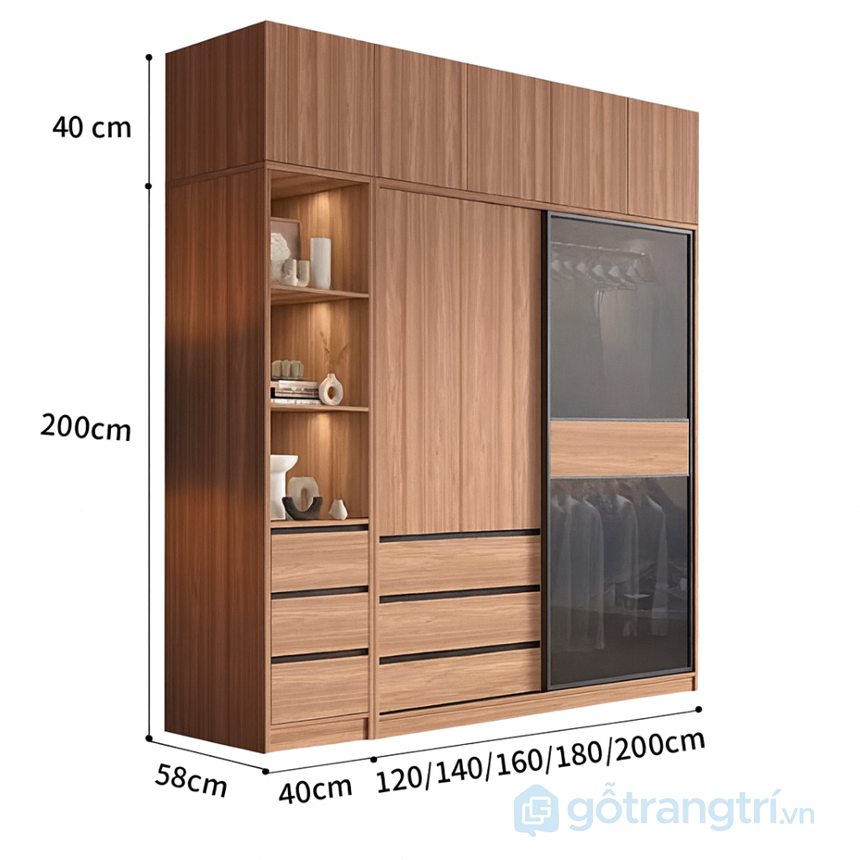 Bộ nội thất phòng ngủ hiện đại tích hợp lưu trữ