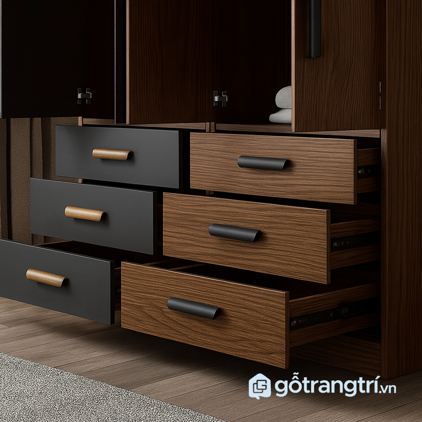 Tủ quần áo 4 cánh thiết kế tối giản GHS-55005