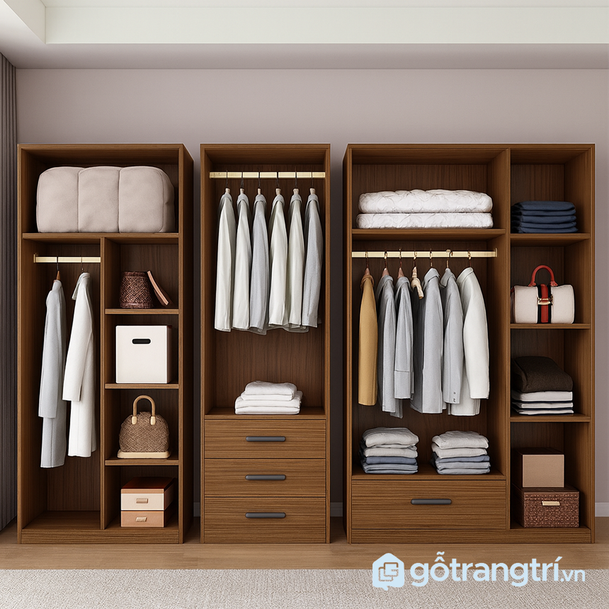Tủ quần áo 4 cánh thiết kế tối giản GHS-55005