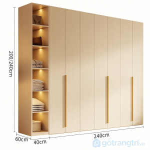 3 tủ quần áo kết hợp kệ trang trí