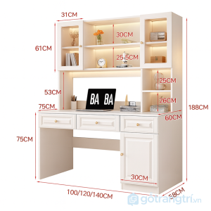 4 bàn học liền tủ & kệ sách