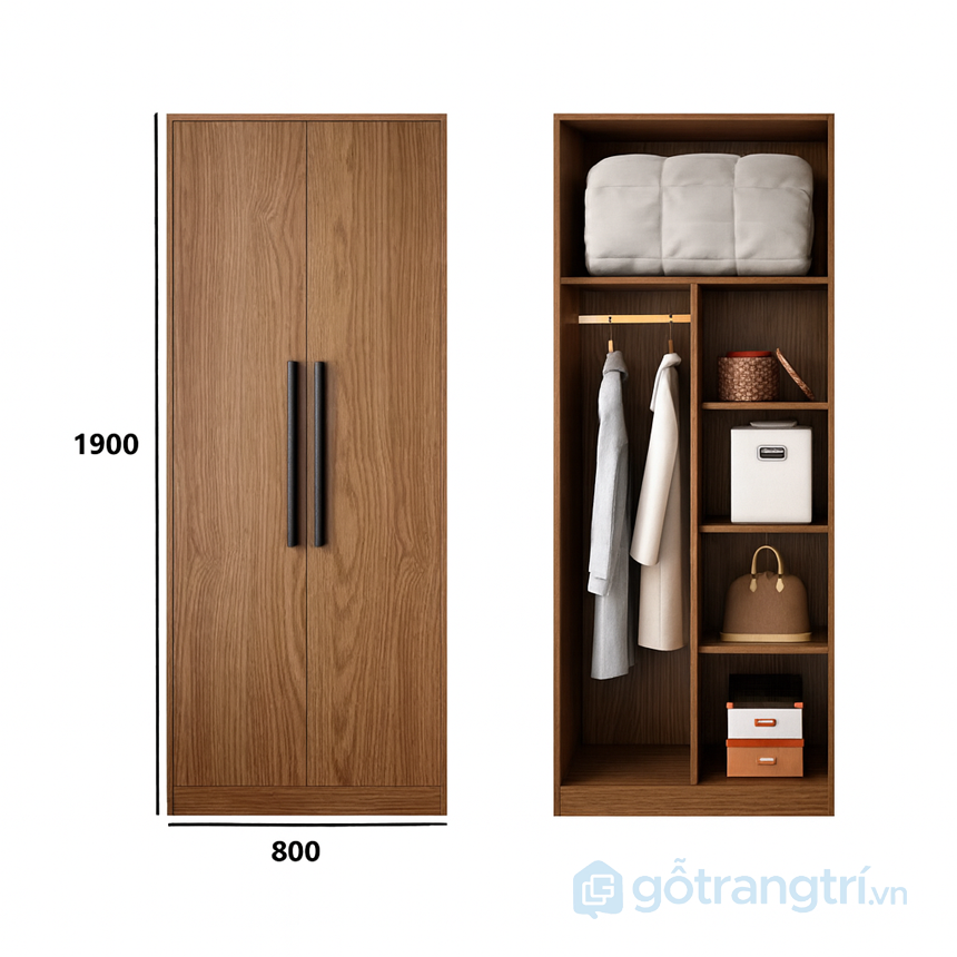 Tủ quần áo 4 cánh thiết kế tối giản GHS-55005