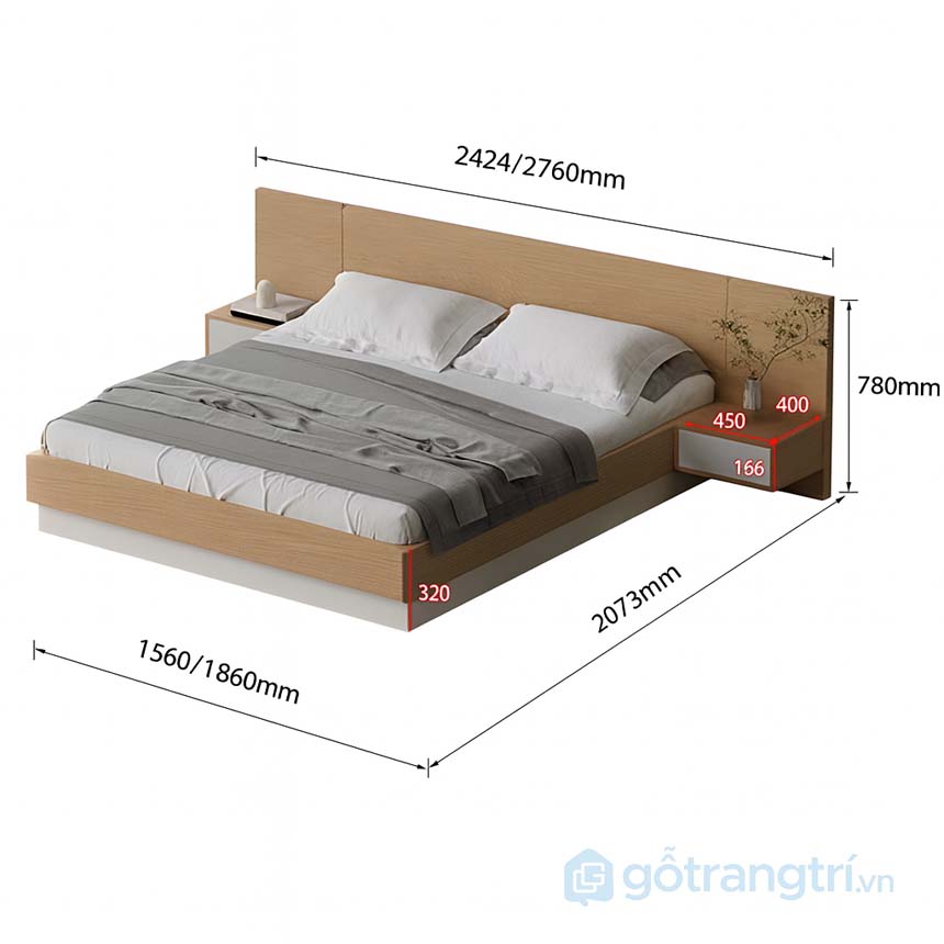 Giường ngủ gỗ hiện đại tối giản