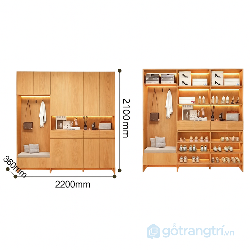 Tủ giày kết hợp ghế ngồi GHS-55007