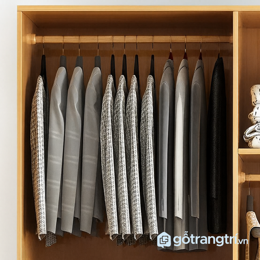 Tủ quần áo gỗ tự nhiên bền đẹp, sang trọng theo thời gian GHS-55006