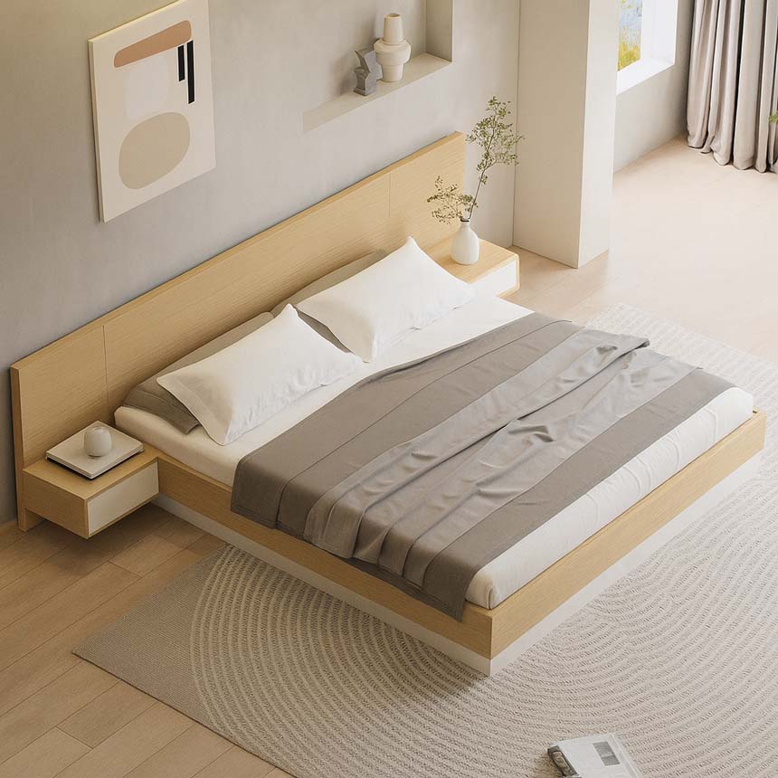 avar giường ngủ gỗ hiện đại tối giản Giường ngủ gỗ hiện đại tối giản