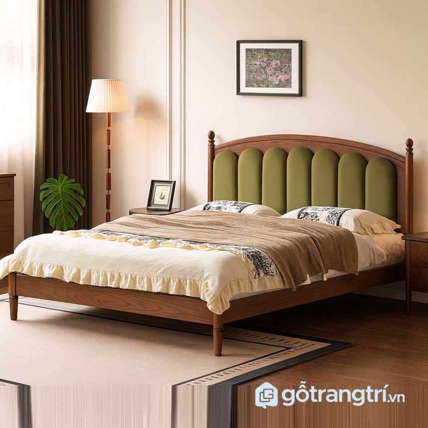 Giường ngủ màu gỗ óc chó sang trọng GHS-9419