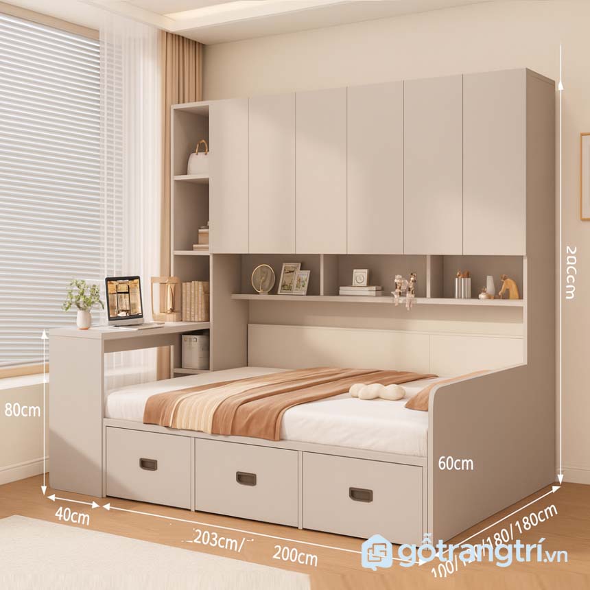 Giường kết hợp bàn học và tủ GHS-9416 tối ưu không gian