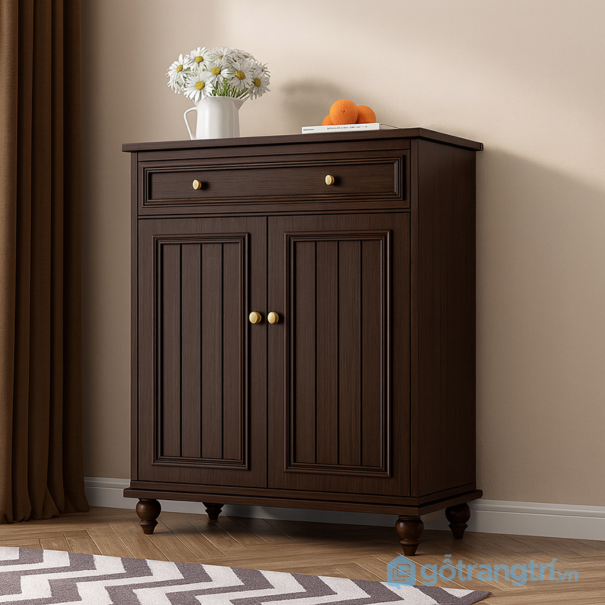 Tủ giày màu trắng gỗ sơn 3‑4 cánh