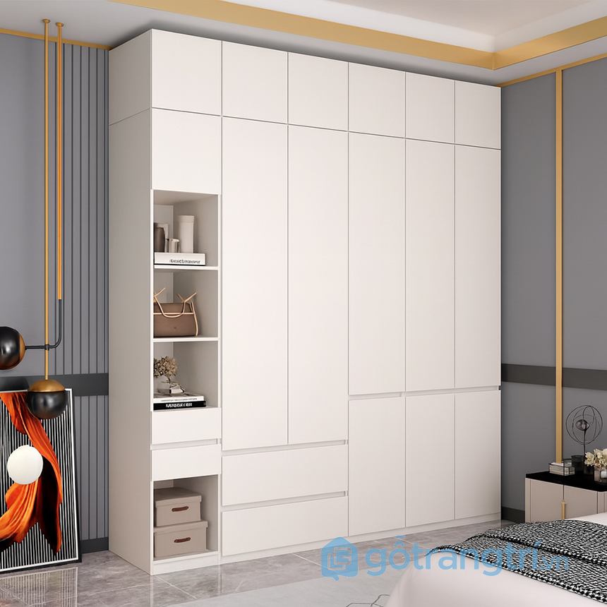 Tủ quần áo lớn màu trắng kịch trần