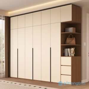 1 tủ quần áo màu trắng hiện đại cho phòng ngủ