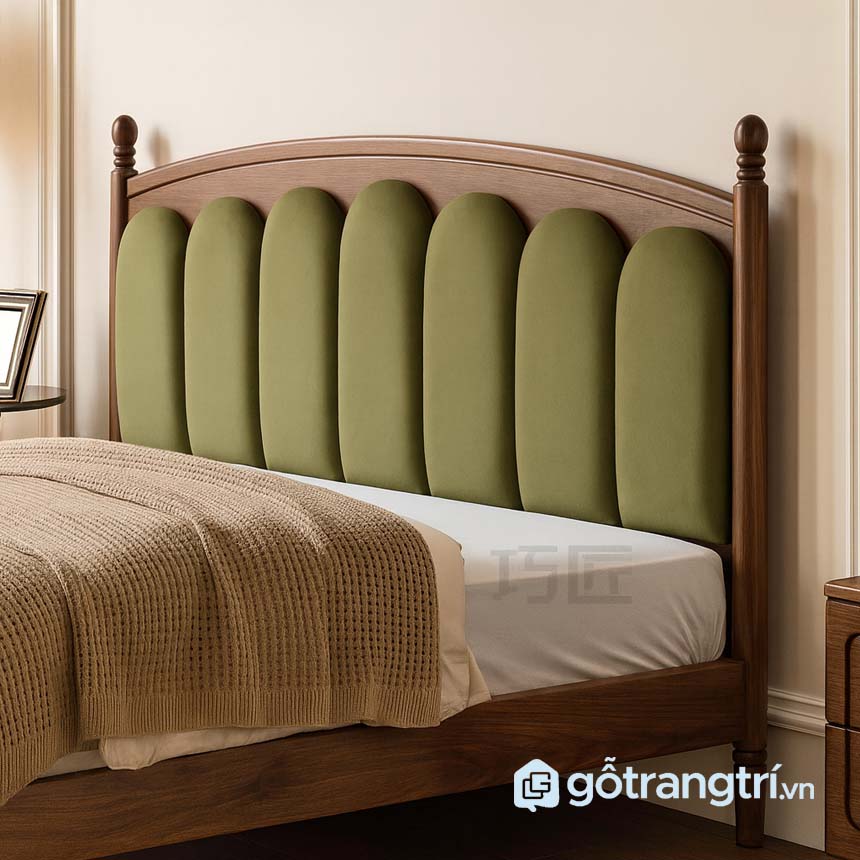 Giường ngủ màu gỗ óc chó sang trọng GHS-9419