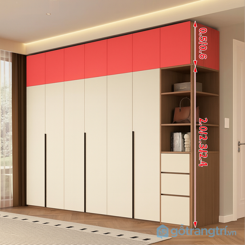 Tủ quần áo màu trắng hiện đại cho phòng ngủ