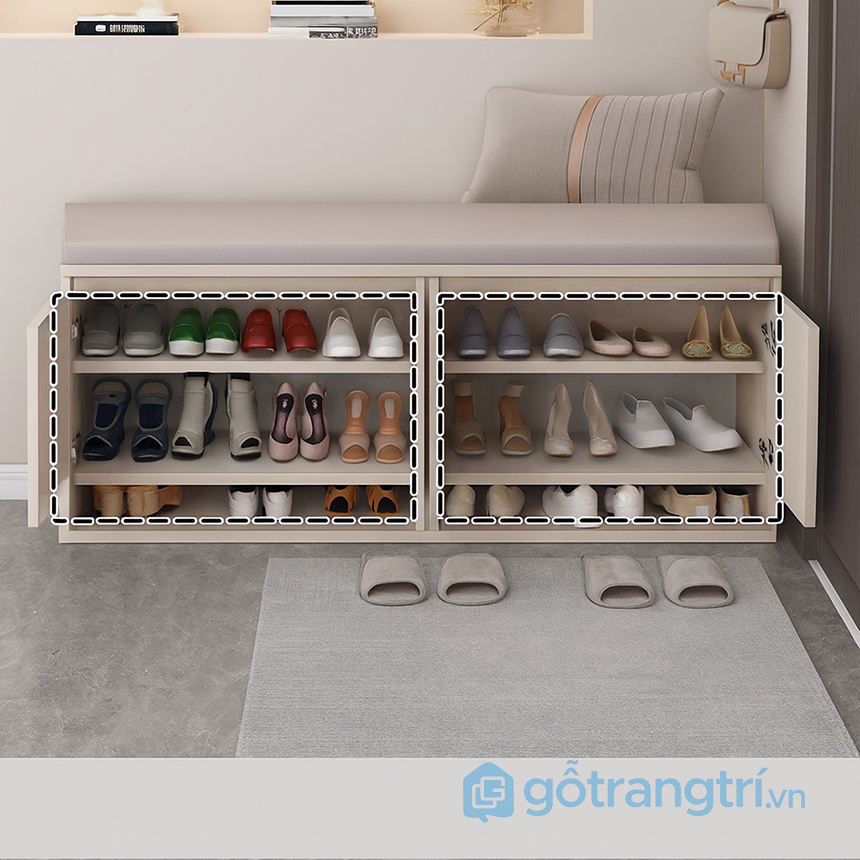 Tủ giày kết hợp ghế ngồi tiện dụng, hiện đại GHS-55110