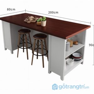 4 bàn đảo bếp mặt gỗ thân tủ xám