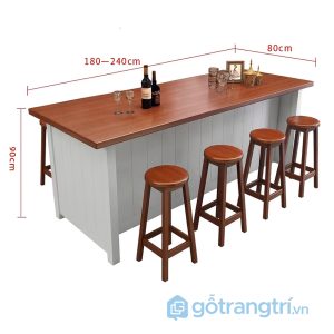 4 đảo bếp gỗ kết hợp thân tủ trắng hiện đại