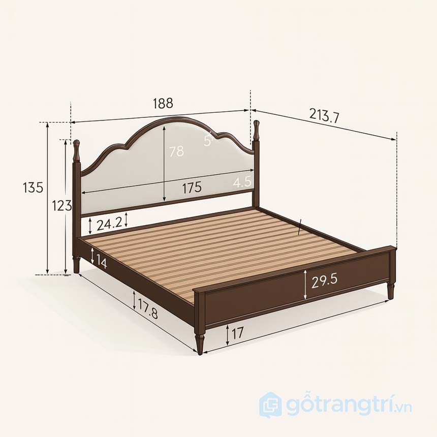 Giường ngủ gỗ tự nhiên cao cấp GHS-9417