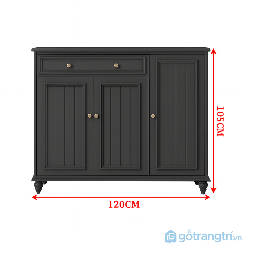 Tủ giày màu trắng gỗ sơn 3‑4 cánh