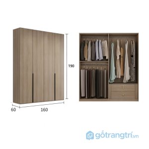 4 tủ quần áo góc L vân gỗ