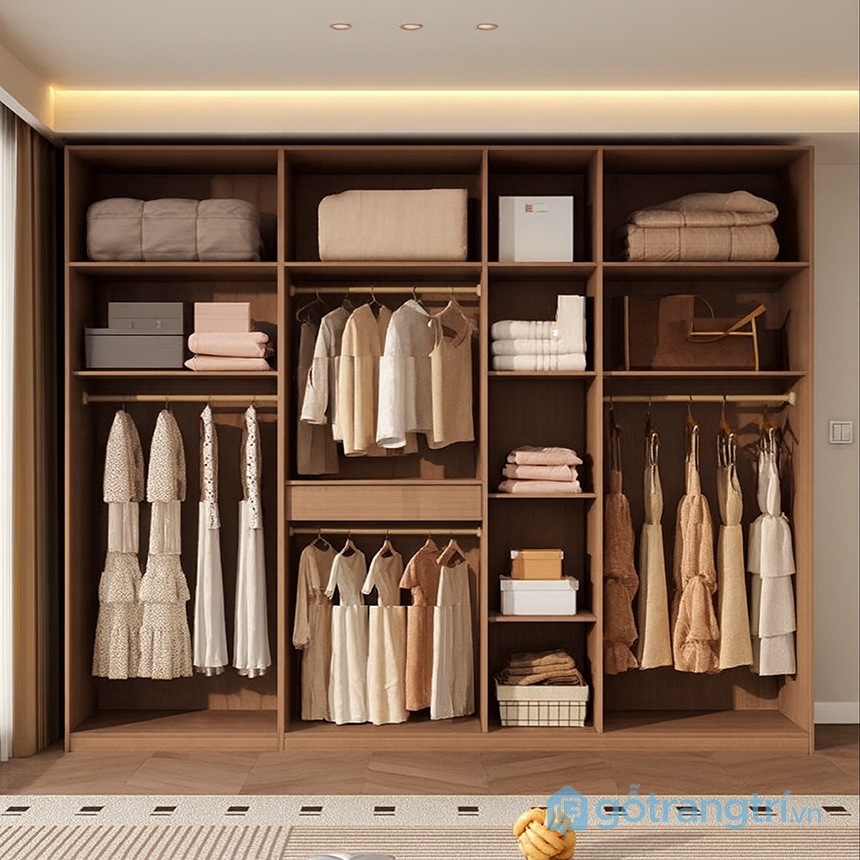 Tủ quần áo màu trắng hiện đại cho phòng ngủ