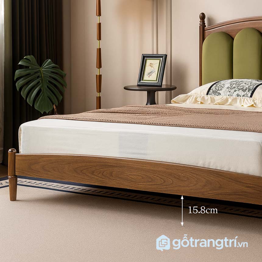 Giường ngủ màu gỗ óc chó sang trọng GHS-9419