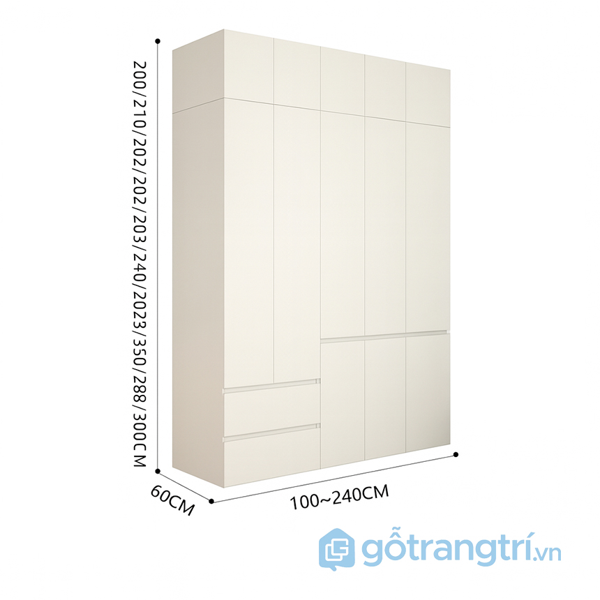 Tủ quần áo lớn màu trắng kịch trần