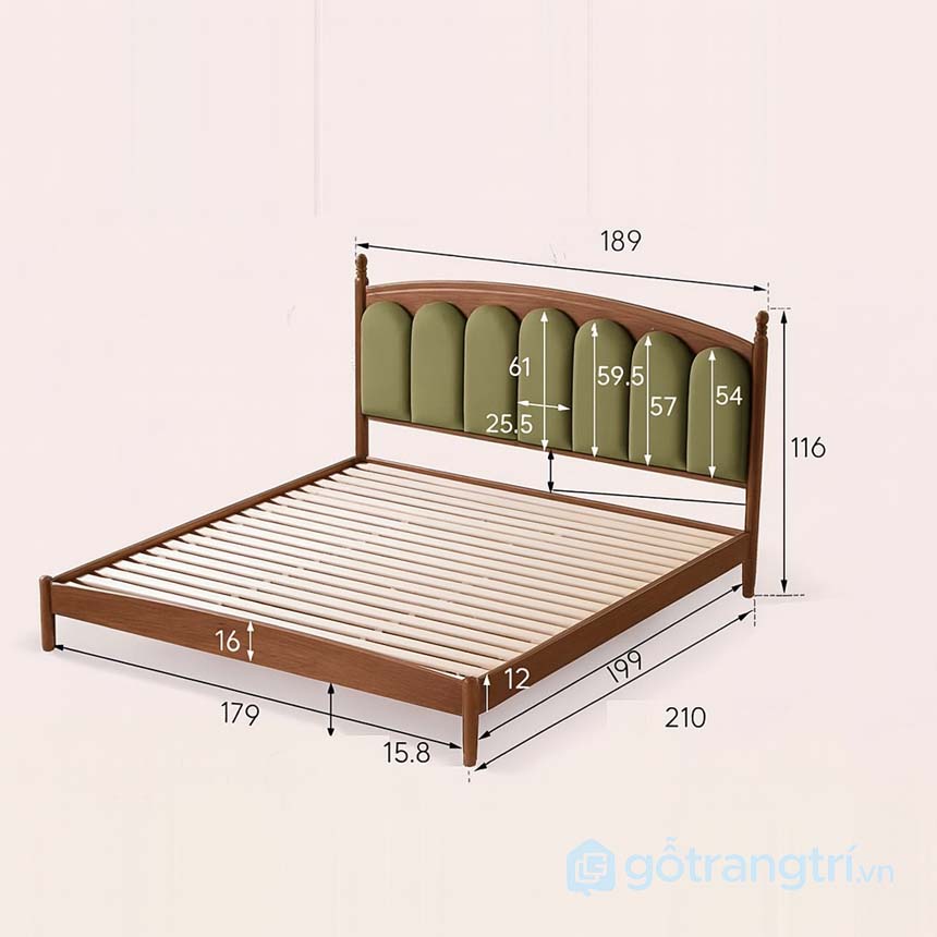 Giường ngủ màu gỗ óc chó sang trọng GHS-9419