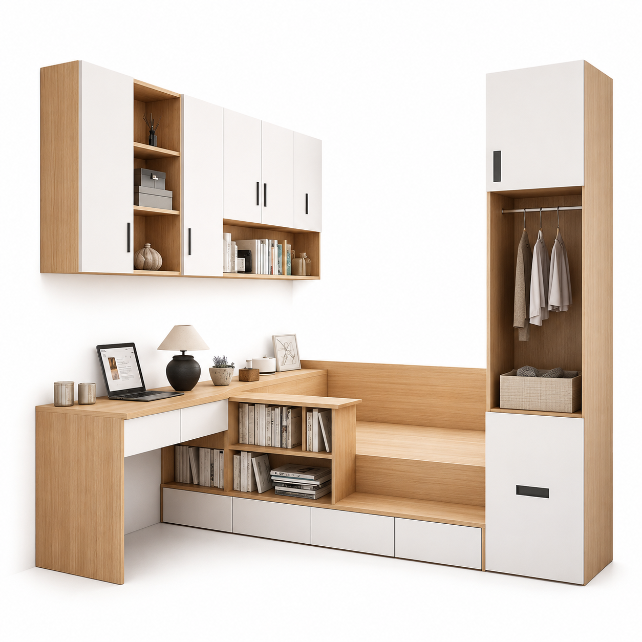 Thiết kế phòng ngủ nhỏ có bàn làm việc GHS-9415