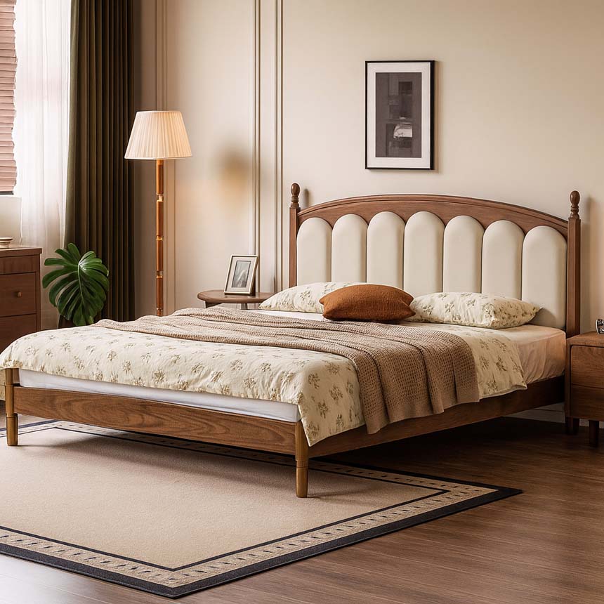 avar Giường ngủ màu gỗ óc chó