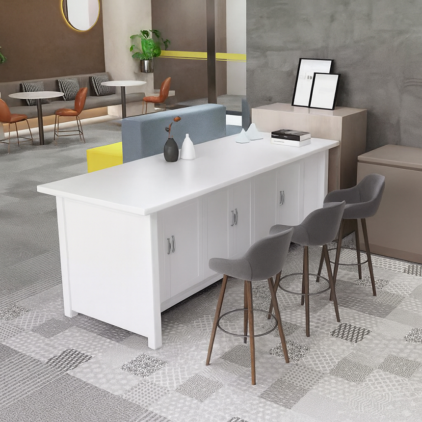 Đảo bếp gỗ kết hợp thân tủ trắng hiện đại