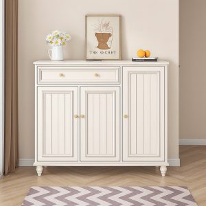 Tủ giày màu trắng gỗ sơn 3‑4 cánh